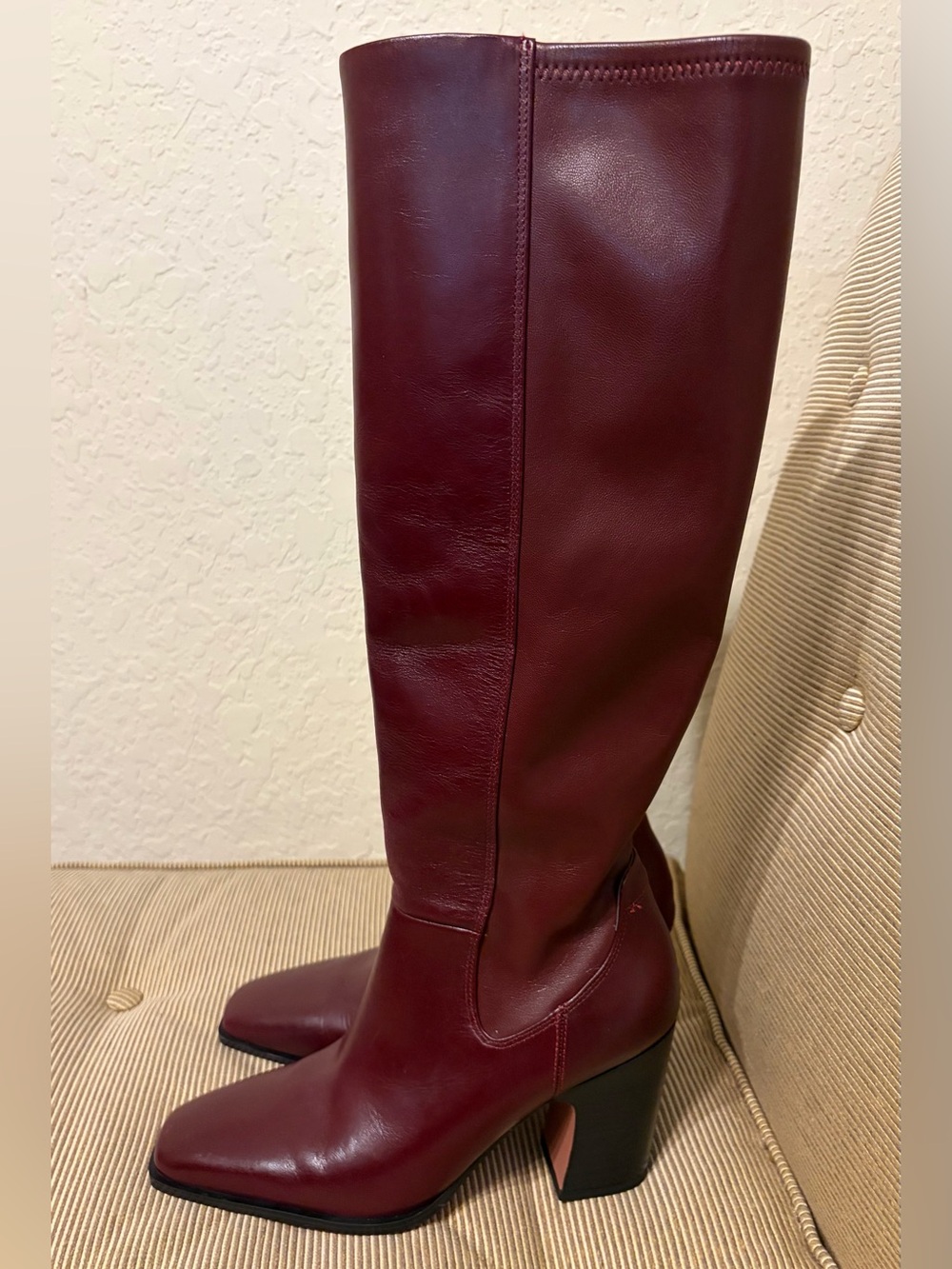 Franco Sarto Women's Jonie Leather Square Toe Knee High Boot - Size 7